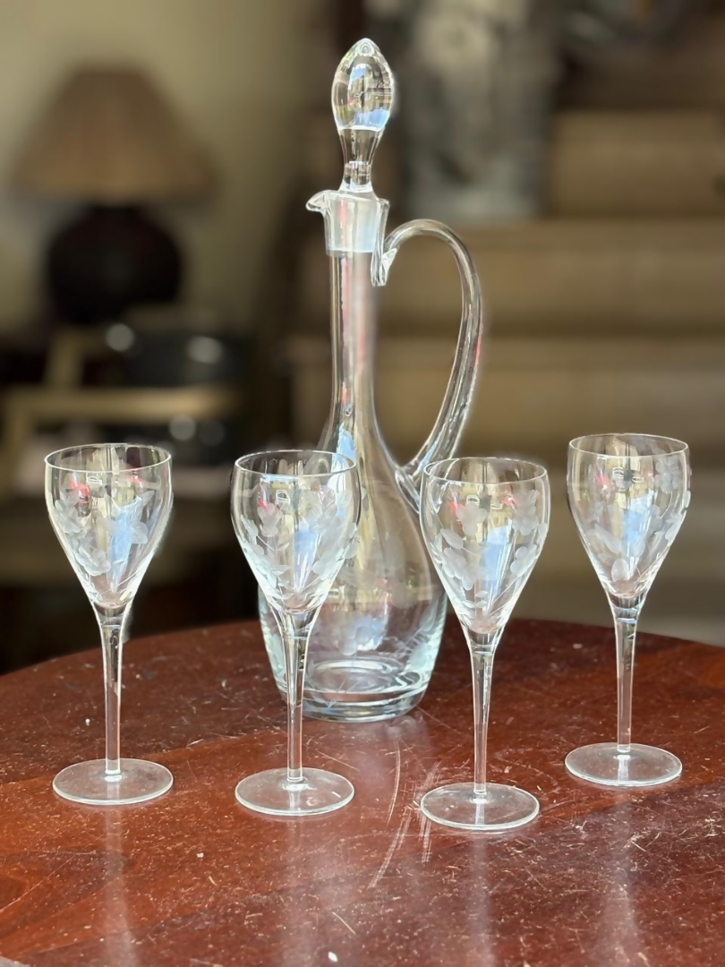 Set crisral 3 copas y un pichel
