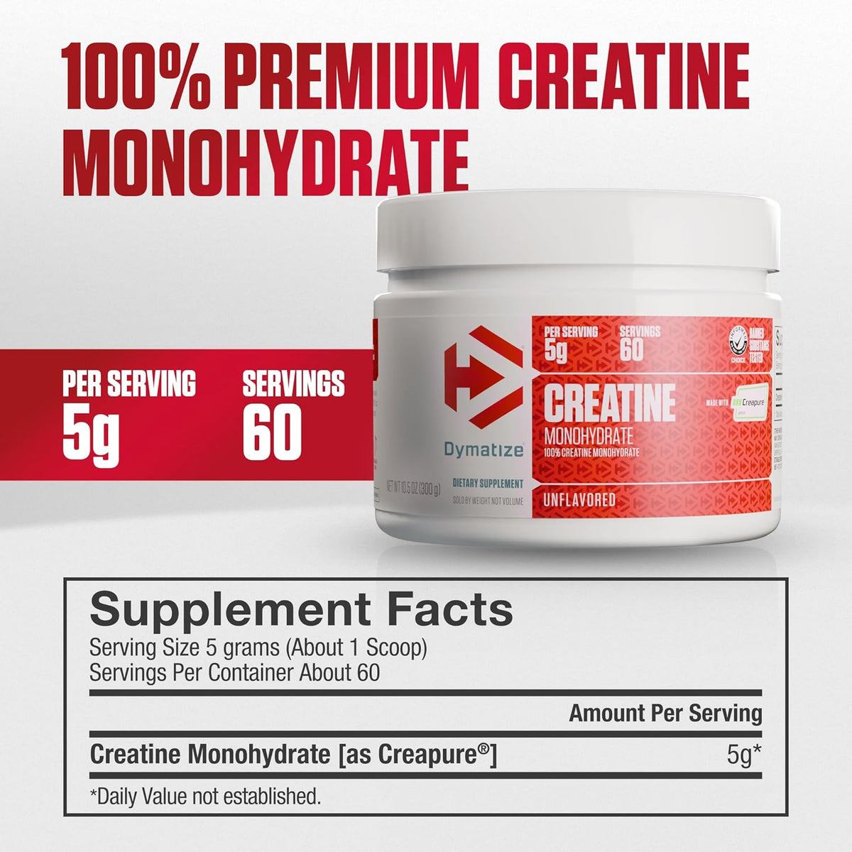 Creatina Dymatize CREAPURE® Monohidratada – 60 Porciones
