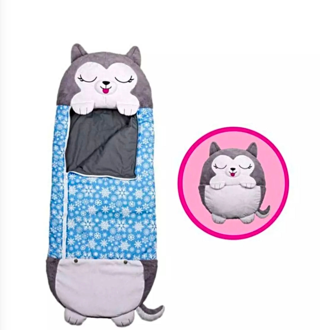 Bolsa de Dormir Infantil Almohada/Peluche Lobo Gris