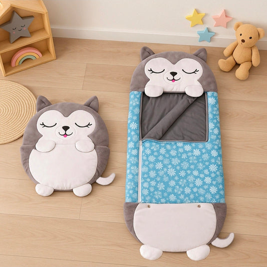 Bolsa de Dormir Infantil Almohada/Peluche Lobo Gris
