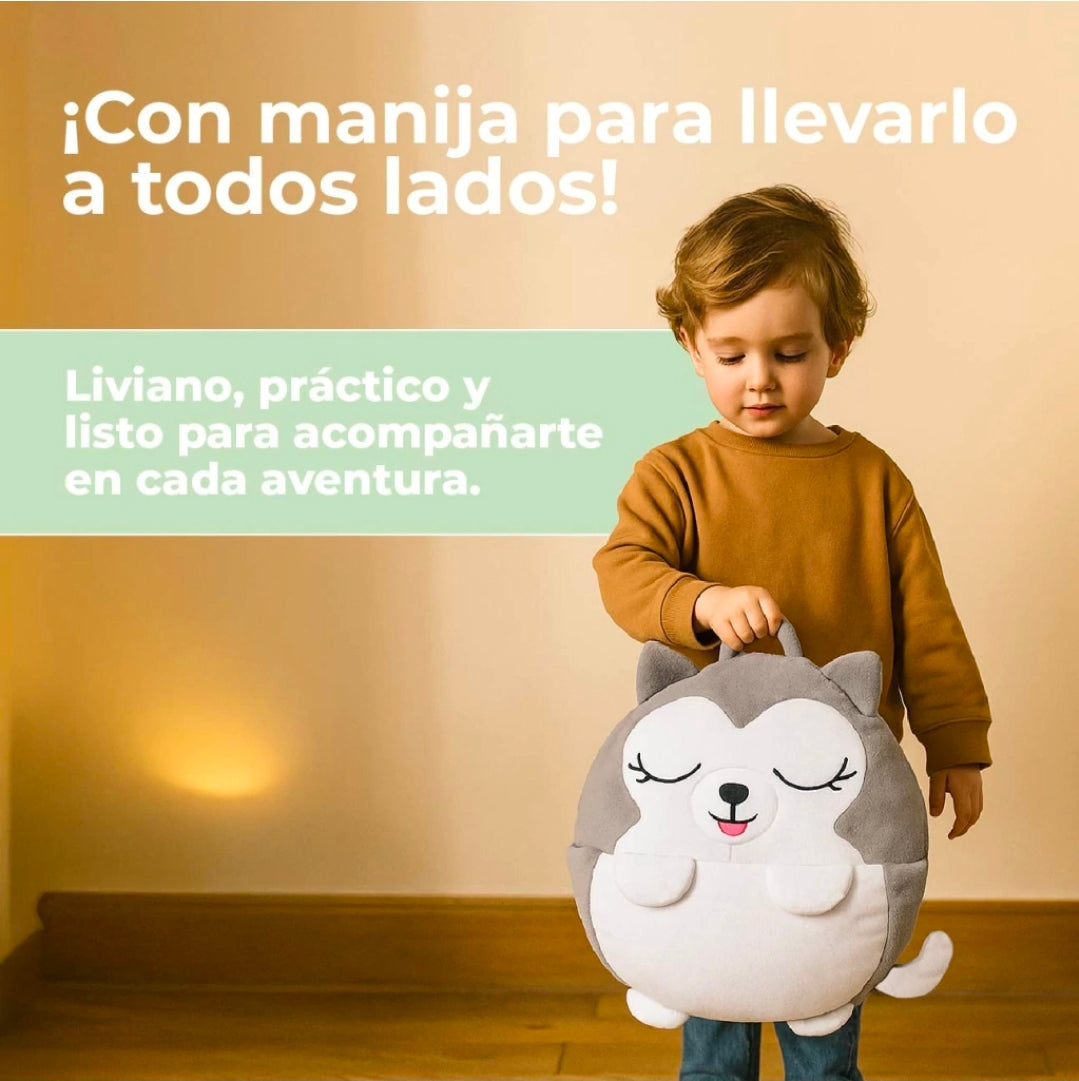 Bolsa de Dormir Infantil Almohada/Peluche Lobo Gris