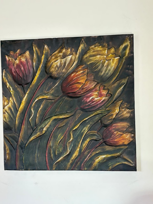 Cuadro flores metal
