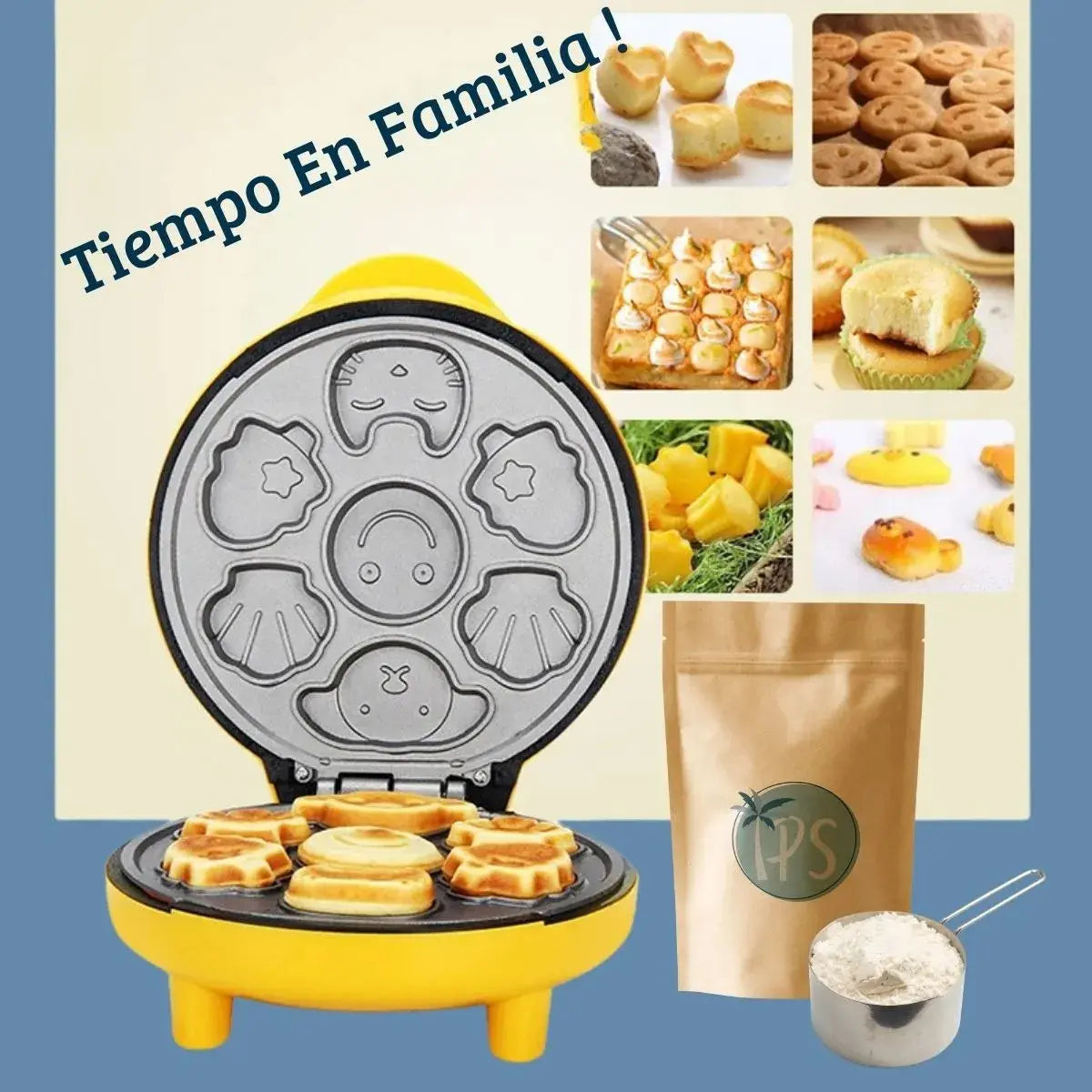 Wafflera Mágica de Figuras para Niños | 7 Moldes Animales | Antiadherente